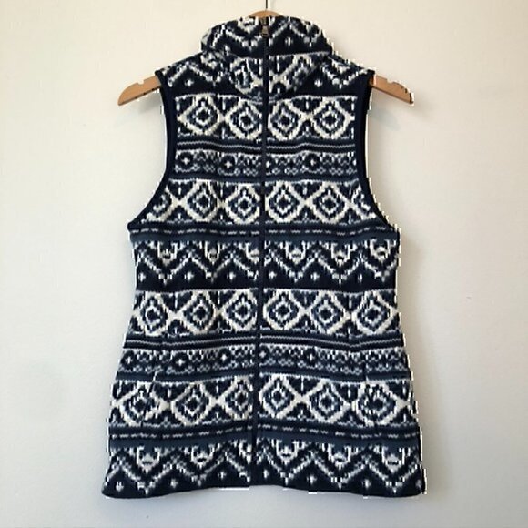 NEW NWT AMERICAN LIVING Blue Navy Cream Aztec Tribal Print Fleece Vest Small S - Picture 7 of 12